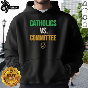 Original Catholics vs. Committee Notre Dame Fighting Irish hoodie showcasing vibrant team colors and logo design.
