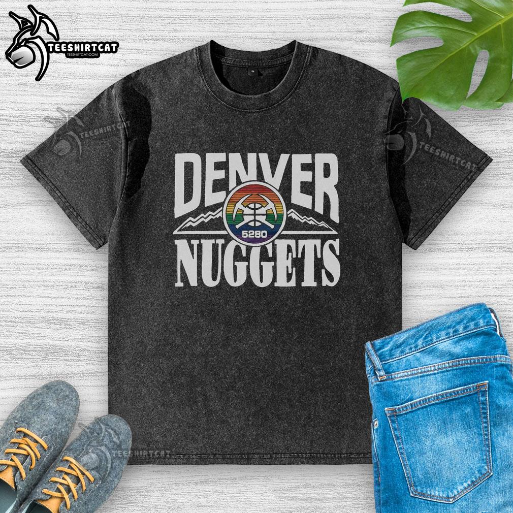 Alt Text: Original Denver Nuggets City Edition 2025 washed t-shirt featuring vibrant team colors and logo design.