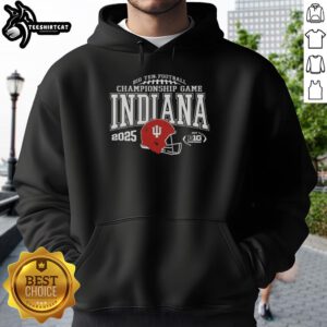 Original Indiana Hoosiers 2025 Big Ten Football Championship Game hoodie in red, showcasing team pride and style.