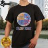 Alt Text: Original New York Knicks, Rangers, Yankees, Giants mashup logo t-shirt featuring iconic team designs and colors.