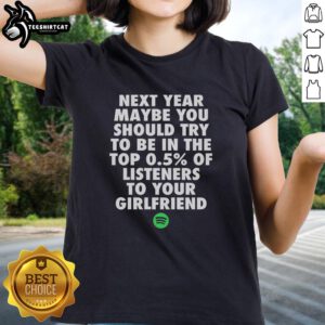 Original Next Year Maybe You Should Try To Be In The Top 0.5% Of Listeners Ladies Tee in stylish design and vibrant colors.