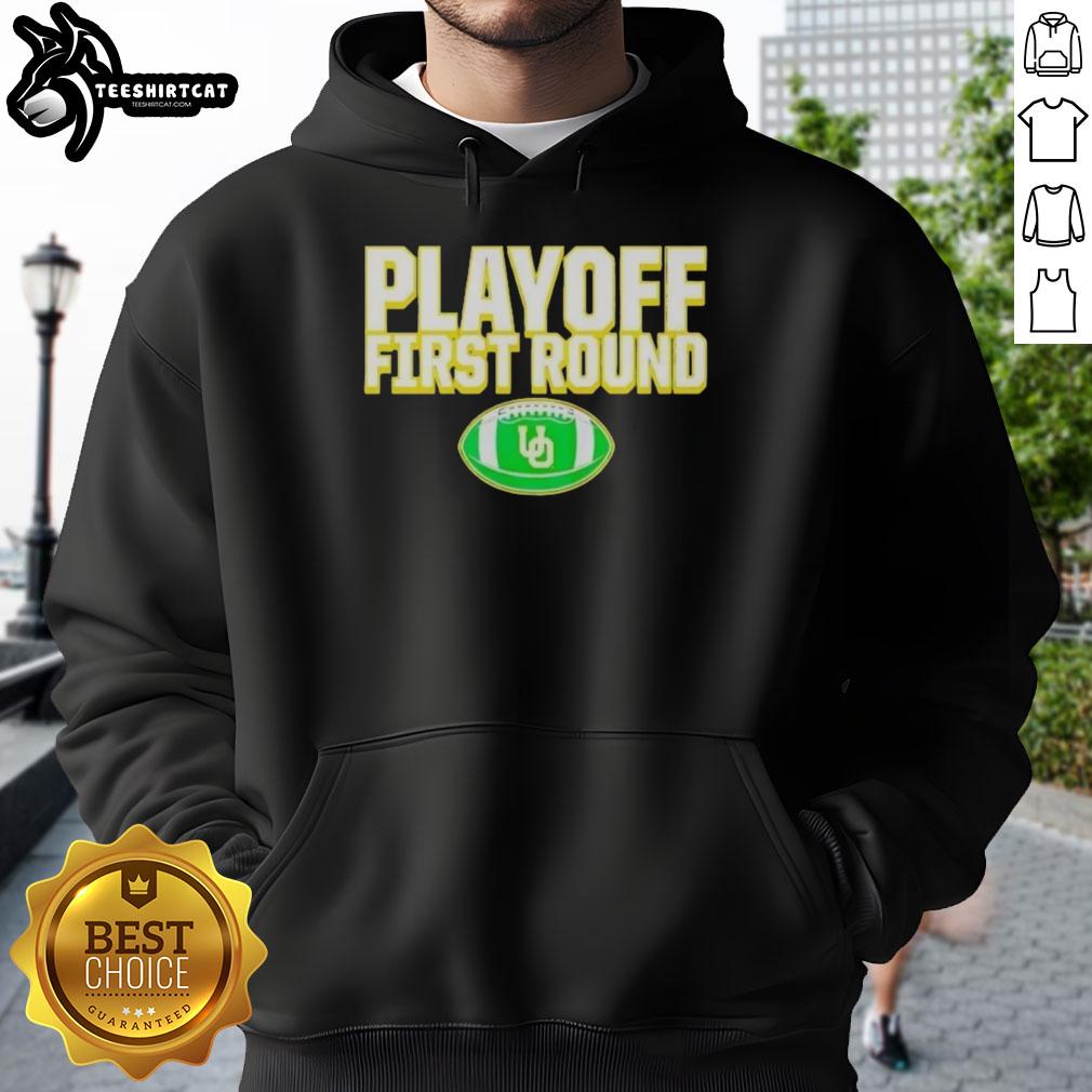 Alt Text: Original Oregon Ducks 2025 CFP First Round Winner Hoodie showcasing team logo and vibrant colors, perfect for fans.