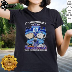 Alt Text: Original Peanuts 67th Anniversary tee featuring Tennessee Titans design, celebrating memories from 1959-2026.