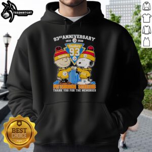 Original Peanuts 93rd Anniversary hoodie for Pittsburgh Steelers, celebrating 1933-2026, Thank You for the Memories.