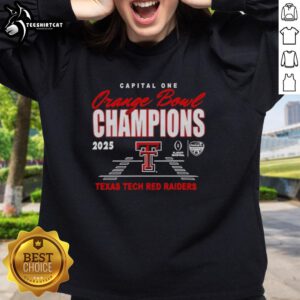Original Texas Tech Red Raiders 2026 Orange Bowl Champions classic sweatshirt featuring team logo and vibrant colors.
