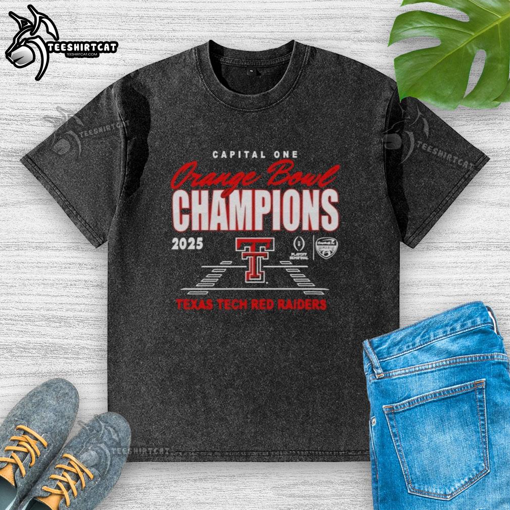Alt Text: Original Texas Tech Red Raiders 2026 Orange Bowl Champions classic washed t-shirt showcasing team pride and victory.