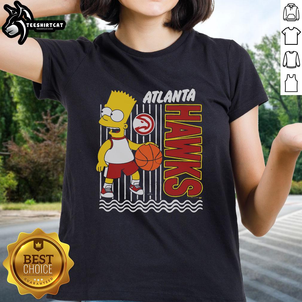 Alt Text: Original The Simpsons Bart X Atlanta Hawks Ladies Tee featuring vibrant graphics and stylish design for fans.