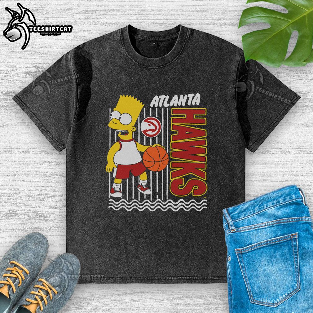 Original The Simpsons Bart X Atlanta Hawks washed t-shirt featuring vibrant graphics and a relaxed fit, perfect for fans.