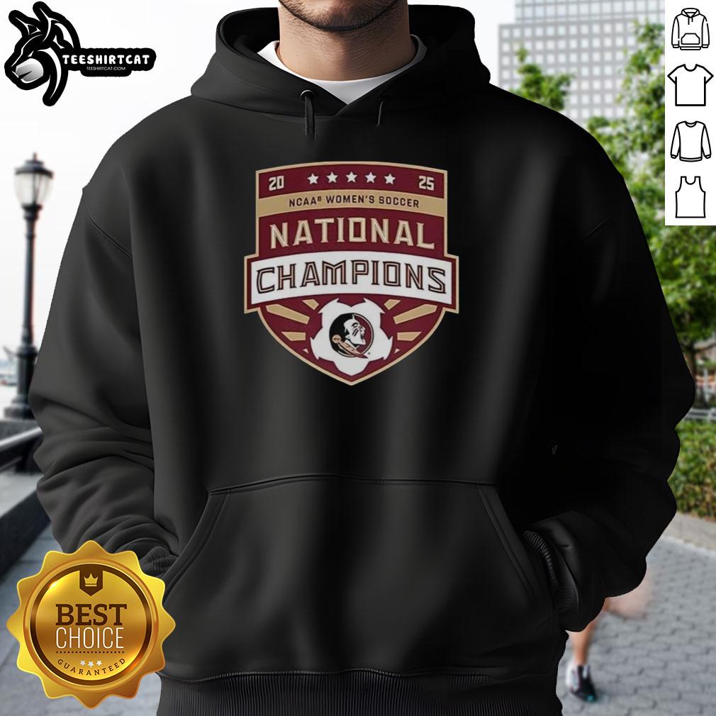 Premium FSU Women's Soccer National Champions Logo Hoodie featuring vibrant team colors and iconic design.