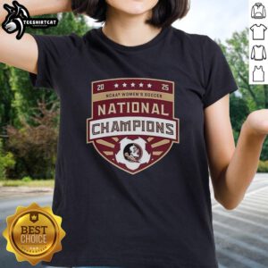 Alt Text: Premium FSU Soccer Women's National Champions logo on a stylish ladies tee, perfect for fans and supporters.