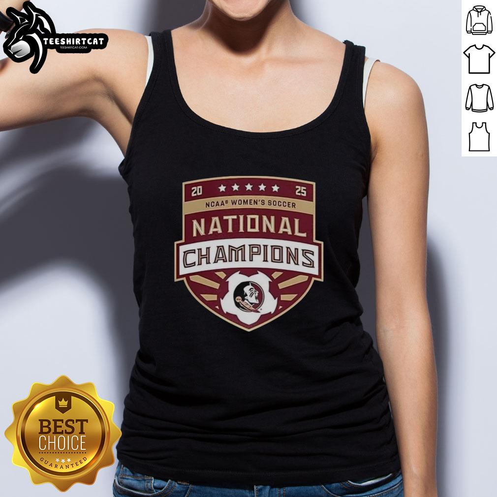 Premium FSU Soccer Women's National Champions logo tank top showcasing team spirit and style for fans.