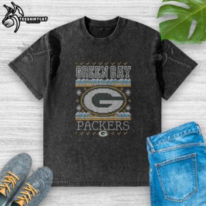 Premium Green Bay Packers Holiday Washed T-Shirt featuring festive colors and logo, perfect for game day celebrations.