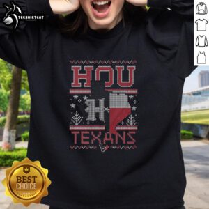 Premium Houston Texans holiday sweatshirt featuring team colors and logo, perfect for festive game day wear.