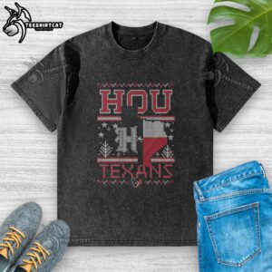 Alt Text: Premium Houston Texans Holiday Washed T-Shirt in festive colors, perfect for game day and holiday celebrations.