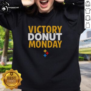 Premium Max Starks Victory Donut Monday sweatshirt featuring Pittsburgh Steelers logo and vibrant design.