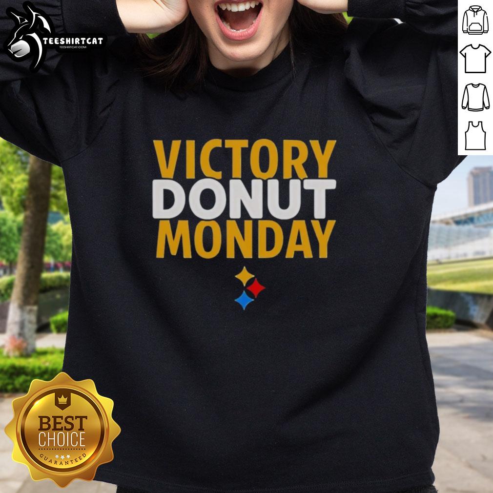 Premium Max Starks Victory Donut Monday sweatshirt featuring Pittsburgh Steelers logo and vibrant design.