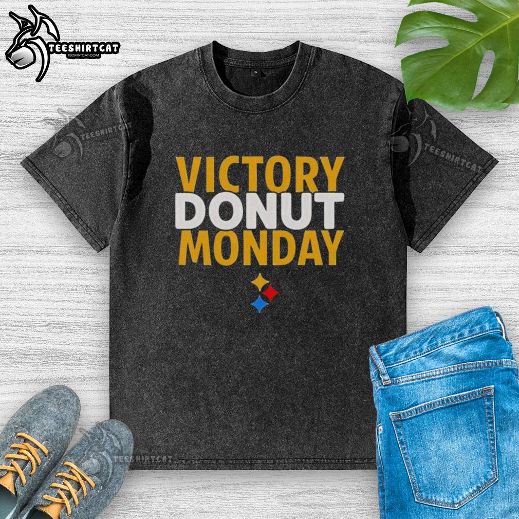 Premium Max Starks Victory Donut Monday Pittsburgh Steelers washed t-shirt featuring vibrant team colors and logo design.