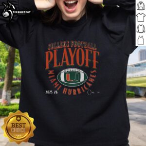 Premium Miami Hurricanes 2025-2026 CFP Curve Logo Sweatshirt showcasing team spirit and style.