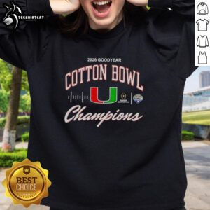 Premium Miami Hurricanes 2026 Cotton Bowl Champions CFP Classic Sweatshirt featuring team colors and logo.