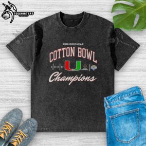 Premium Miami Hurricanes 2026 Cotton Bowl Champions CFP Classic Washed T-Shirt showcasing team spirit and style.