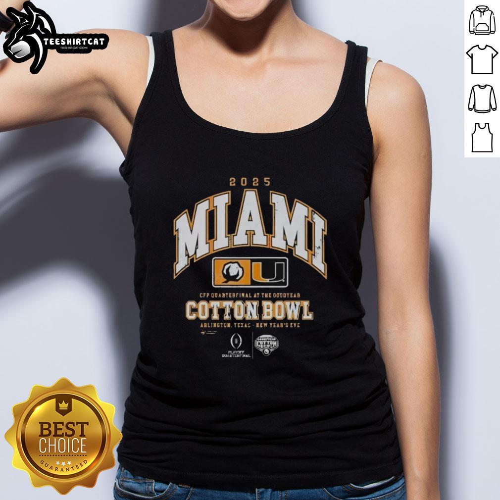 Premium Miami Hurricanes CFP Quarterfinal Cotton Bowl tank top showcasing team spirit and style for 2025 fans.