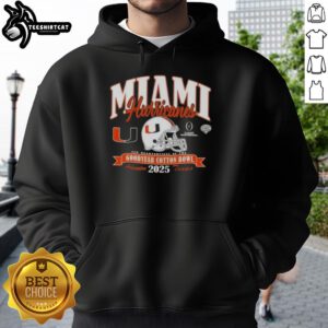 Premium Miami Hurricanes College Football Playoff 2025 Cotton Bowl hoodie featuring team colors and logo design.