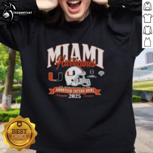 Premium Miami Hurricanes College Football Playoff 2025 Cotton Bowl Sweatshirt featuring team logo and vibrant colors.