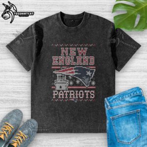 Premium New England Patriots Holiday Washed T-Shirt in festive design, perfect for game day and seasonal celebrations.