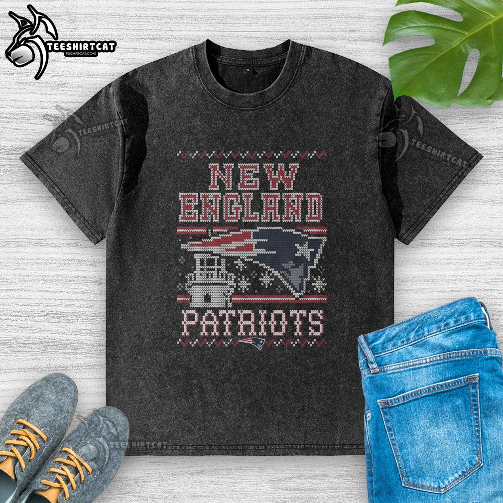 Premium New England Patriots Holiday Washed T-Shirt in festive design, perfect for game day and seasonal celebrations.