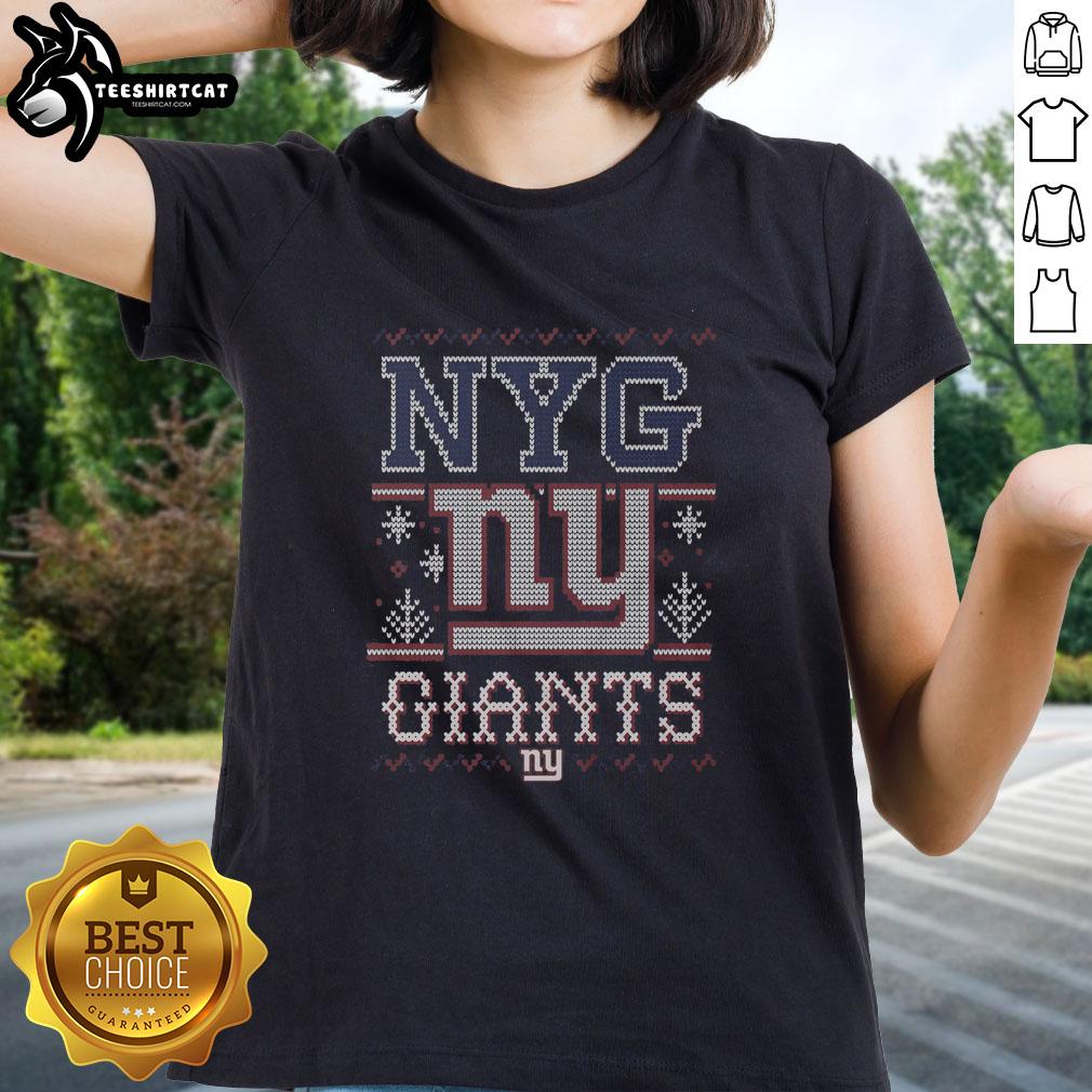 Premium New York Giants holiday ladies tee showcasing team colors and festive design, perfect for game day celebrations.