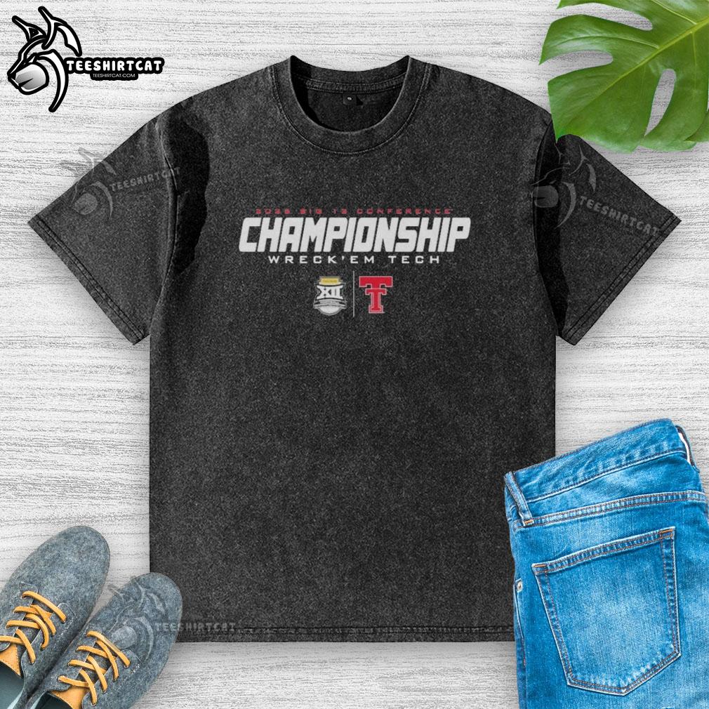 Premium Official Texas Tech 2025 Big 12 Championship Wreck Em Tech Washed T-Shirt in vibrant colors.