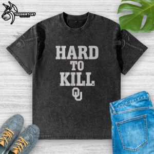 Premium Oklahoma Football Hard to Kill Washed T-Shirt in navy blue, featuring bold team graphics and a comfortable fit.