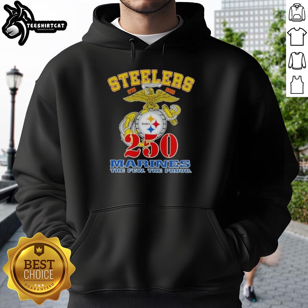 Premium Pittsburgh Steelers X U.S.M.C. 250th Birthday Celebration Hoodie featuring bold logos and stylish design.