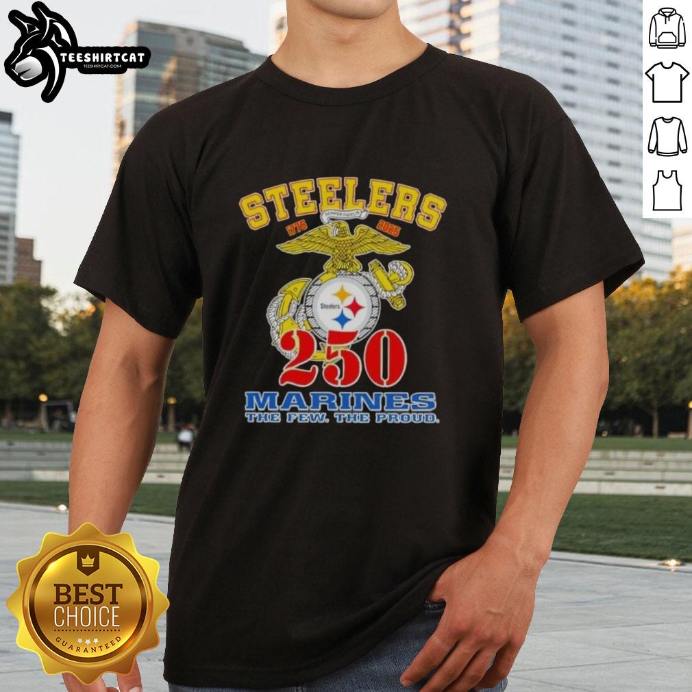 Premium Pittsburgh Steelers X U.S.M.C 250th Birthday Celebration T-Shirt featuring bold graphics and vibrant colors.