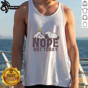 Premium Snoopy Sleep and Woodstock tank top featuring a fun 'Nope' mood design, perfect for casual wear.