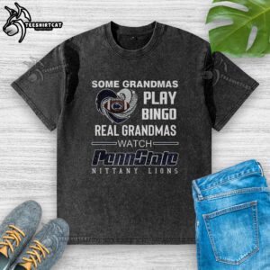 Premium washed t-shirt featuring grandmas playing bingo and Penn State Nittany Lions logo for true fans.