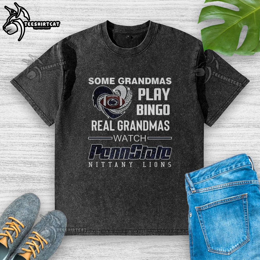 Premium washed t-shirt featuring grandmas playing bingo and Penn State Nittany Lions logo for true fans.