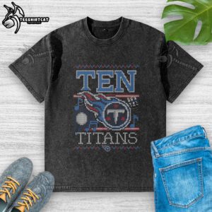 Premium Tennessee Titans Holiday Washed T-Shirt in festive colors, perfect for game day and holiday celebrations.