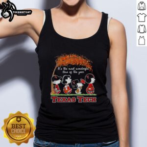 Premium Texas Tech Red Raiders X Peanuts Snoopy tank top celebrating autumn's most wonderful time.