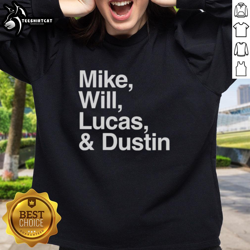 Premium 'Stranger Things' sweatshirt featuring Mike, Will, Lucas, and Dustin for fans of the popular TV series.