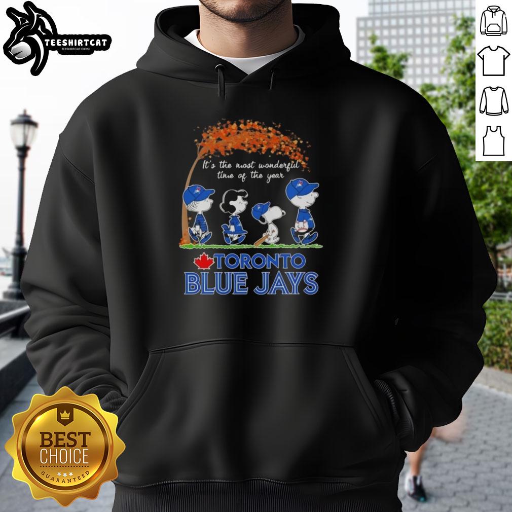 Premium Toronto Blue Jays X Peanuts Snoopy and Friends autumn hoodie for the most wonderful time of the year.