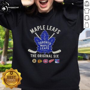 Premium Toronto Maple Leafs The Original Six combined sweatshirt showcasing iconic team logos and vibrant colors.