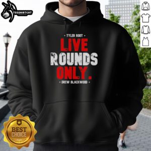 Alt Text: Premium Tyler Root Live Rounds Only Drew Blackwood Hoodie featuring a stylish design in black, perfect for streetwear.