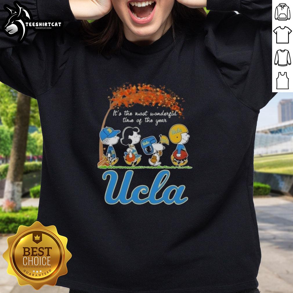Premium UCLA Bruins x Peanuts Snoopy and Friends autumn sweatshirt celebrating the most wonderful time of the year.
