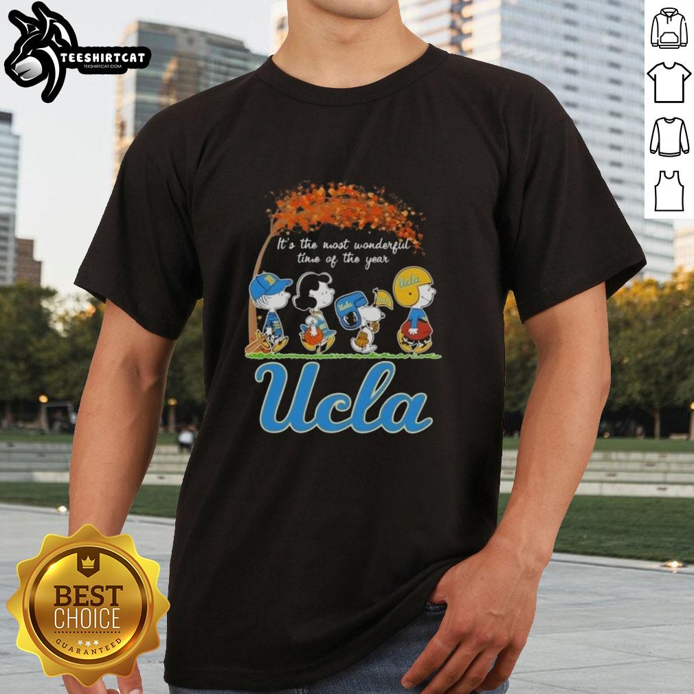 Premium UCLA Bruins x Peanuts Snoopy and Friends autumn T-shirt celebrating the most wonderful time of the year.