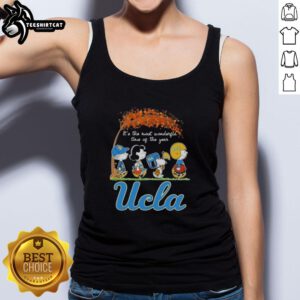 Premium UCLA Bruins x Peanuts Snoopy and Friends autumn tank top celebrating the most wonderful time of the year.