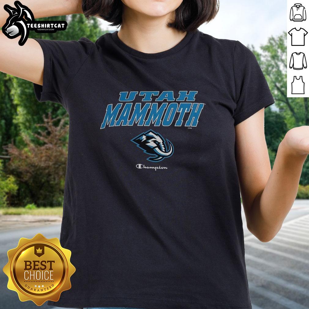 Alt Text: Premium Utah Mammoth Champions Ladies Tee - stylish women's t-shirt featuring vibrant team colors and logo.