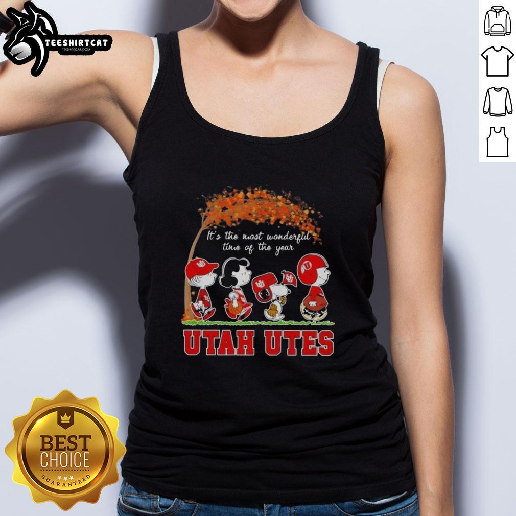 Premium Utah Utes X Peanuts Snoopy and Friends autumn tank top celebrating the most wonderful time of the year.