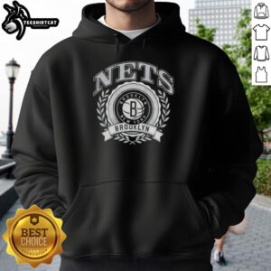 Stylish Brooklyn Nets NBA crest hoodie featuring the team's logo, perfect for fans and casual wear.