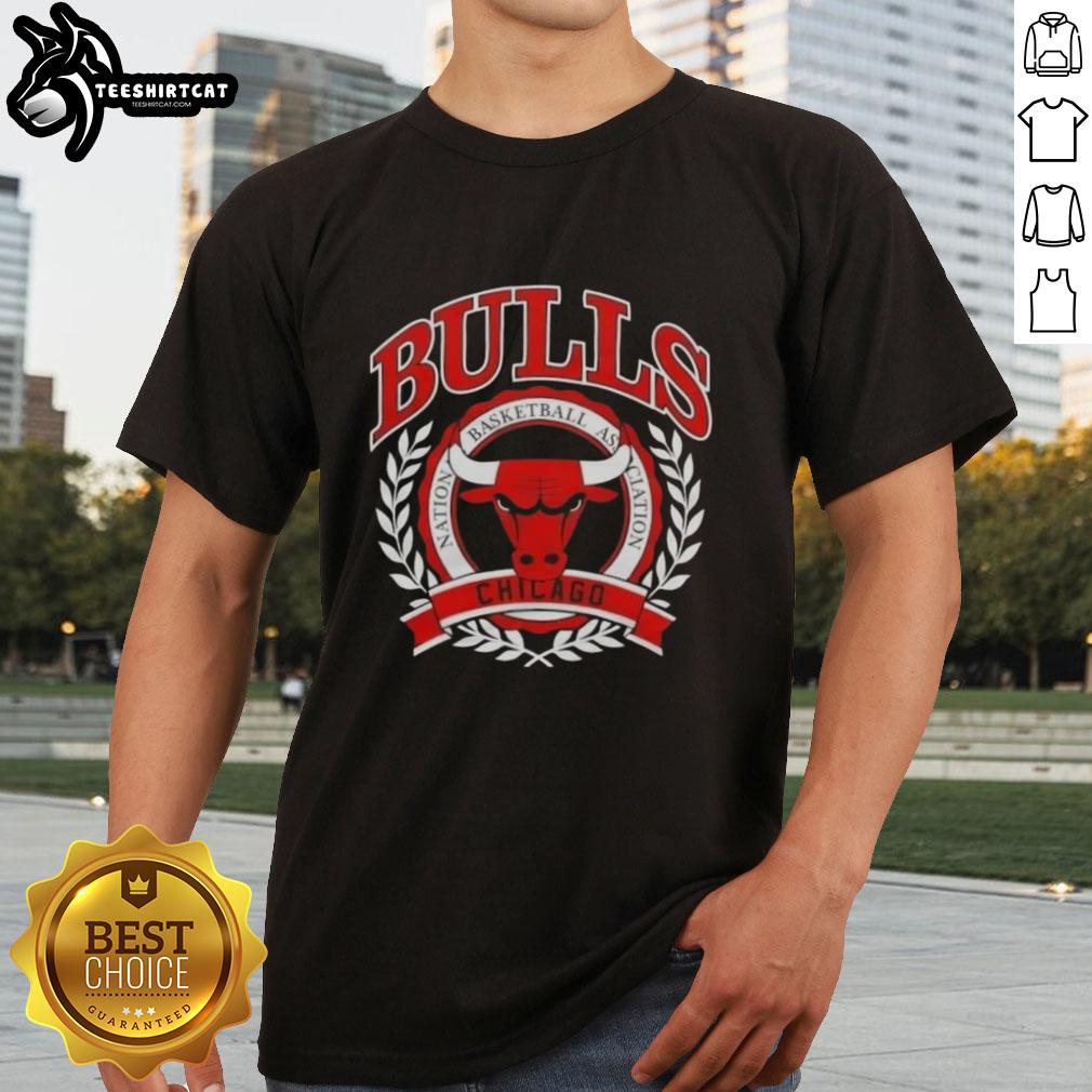 Stylish Chicago Bulls NBA crest t-shirt featuring the iconic logo in vibrant colors, perfect for basketball fans.